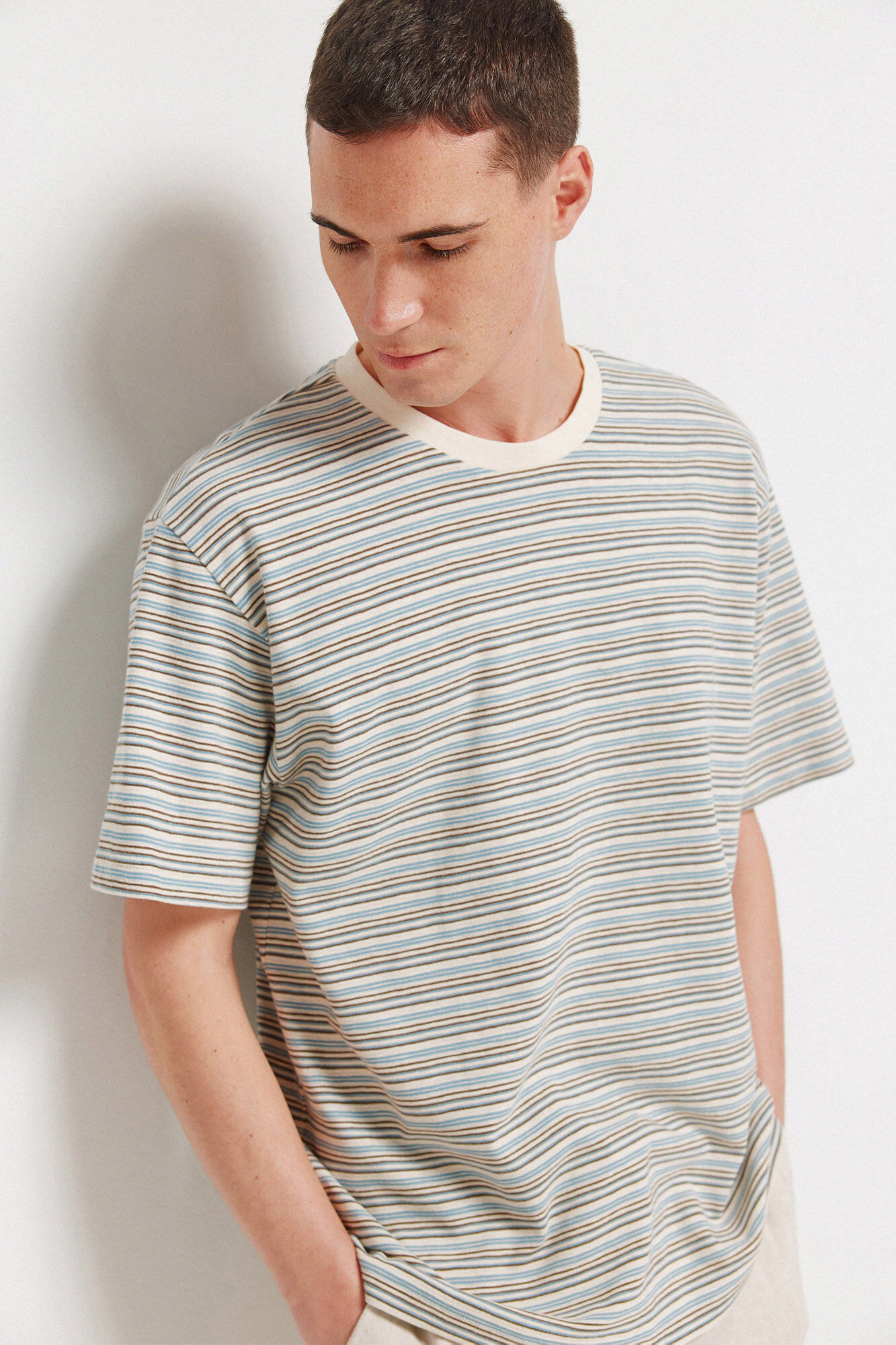 Springfield Playera con textura de rayas blanco