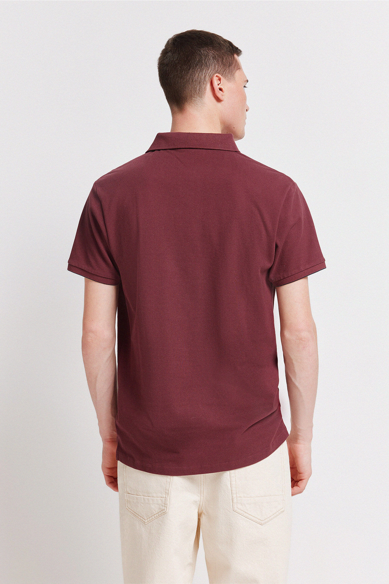 Springfield Polo piqu&eacute; de pu&ntilde;o de contraste slim fit p&uacute;rpura