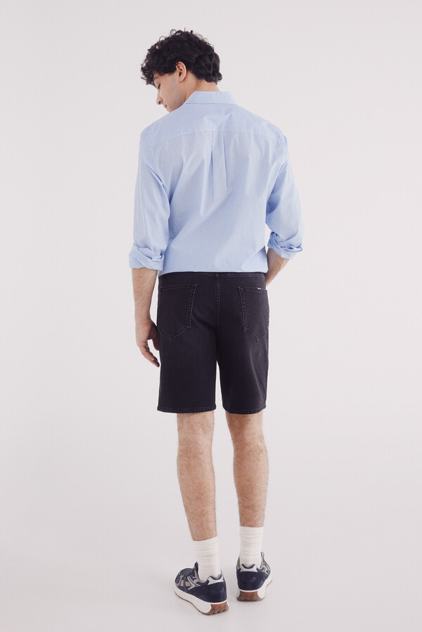 Springfield Bermudas denim negras lavadas regular fit negro