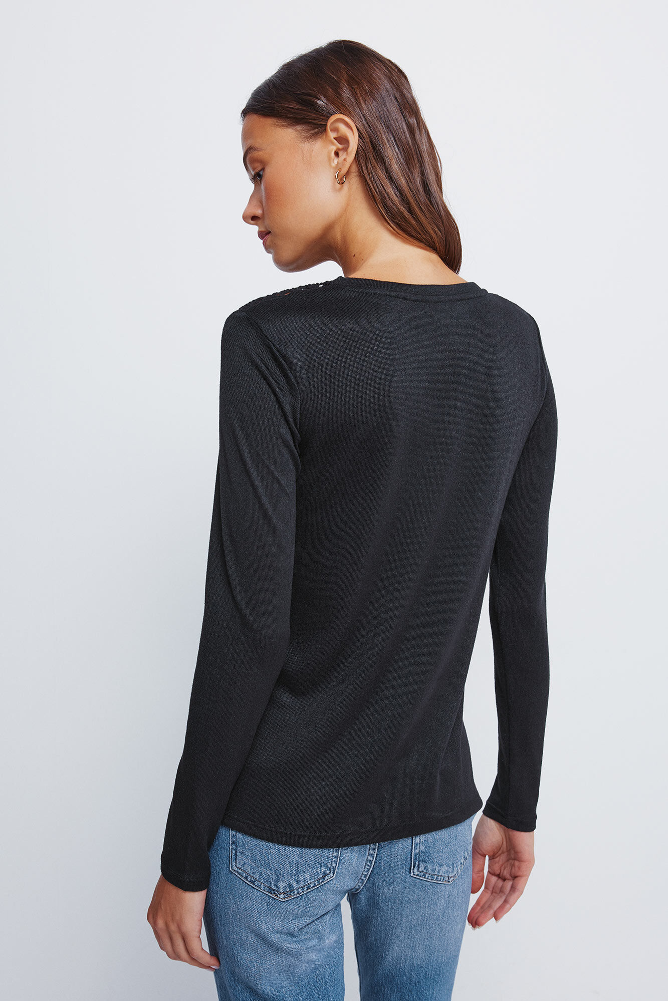 Springfield Playera con hombros al crochet negro