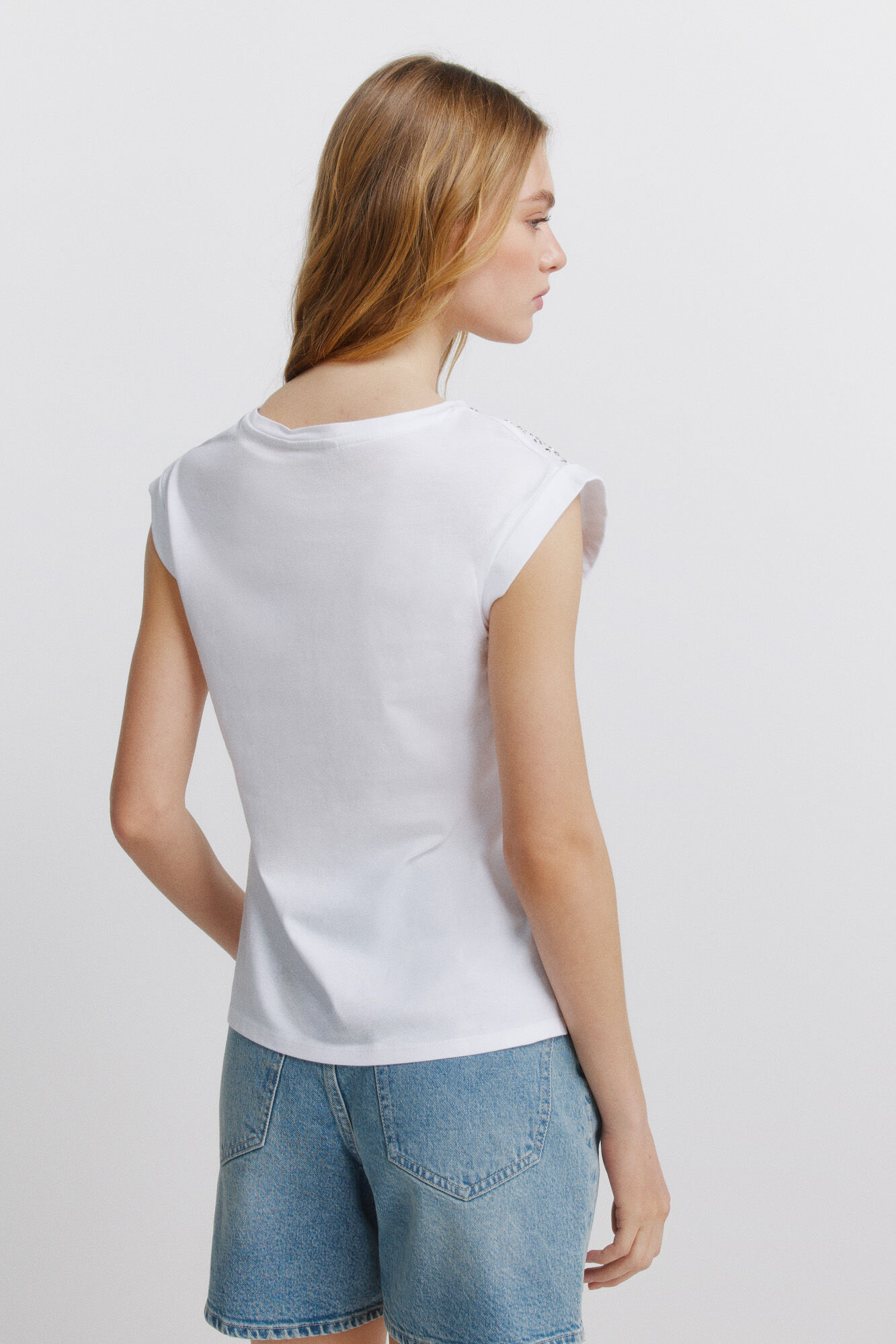 Springfield Playera de manga doblada natural