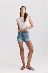 Springfield Top de crochet con flecos beige