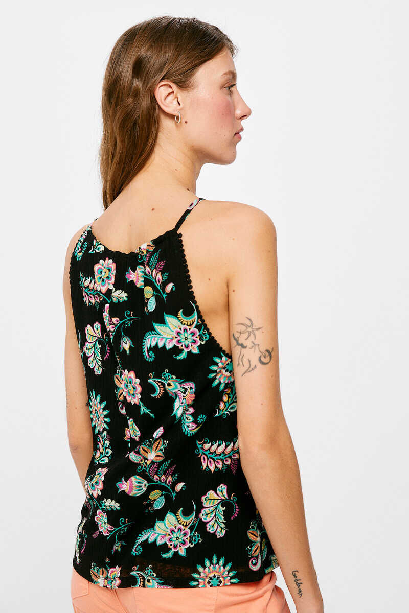 Springfield Top Escote Halter Estampado negro