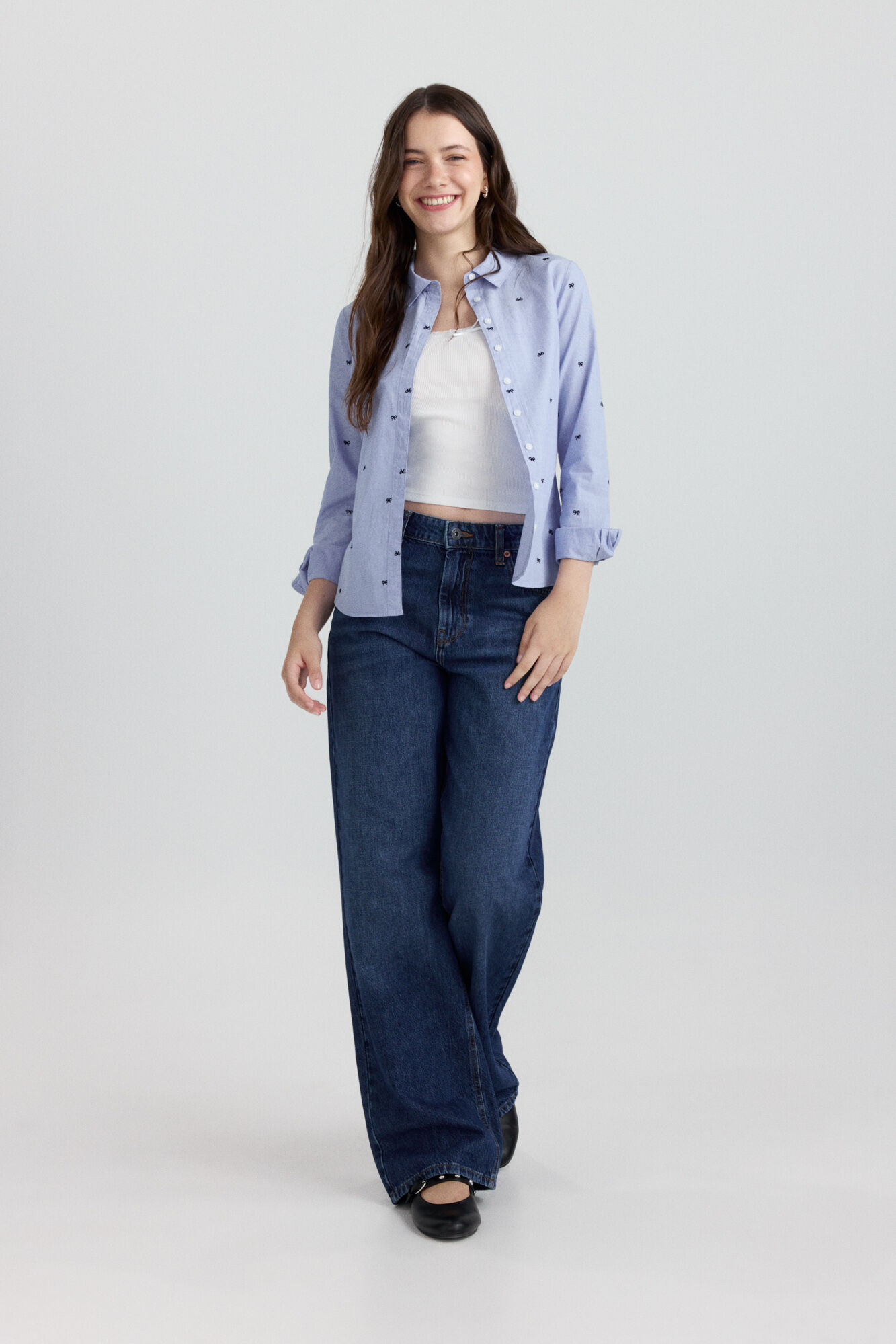 Springfield Camisa con bordado azul
