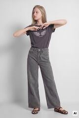 Springfield Kids Pantal&oacute;n wide leg de mezclilla b&aacute;sico para ni&ntilde;a gris