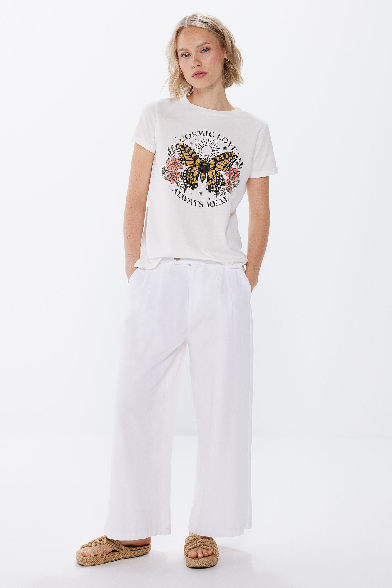 Springfield Playera gr&aacute;fica &eacute;tnica natural