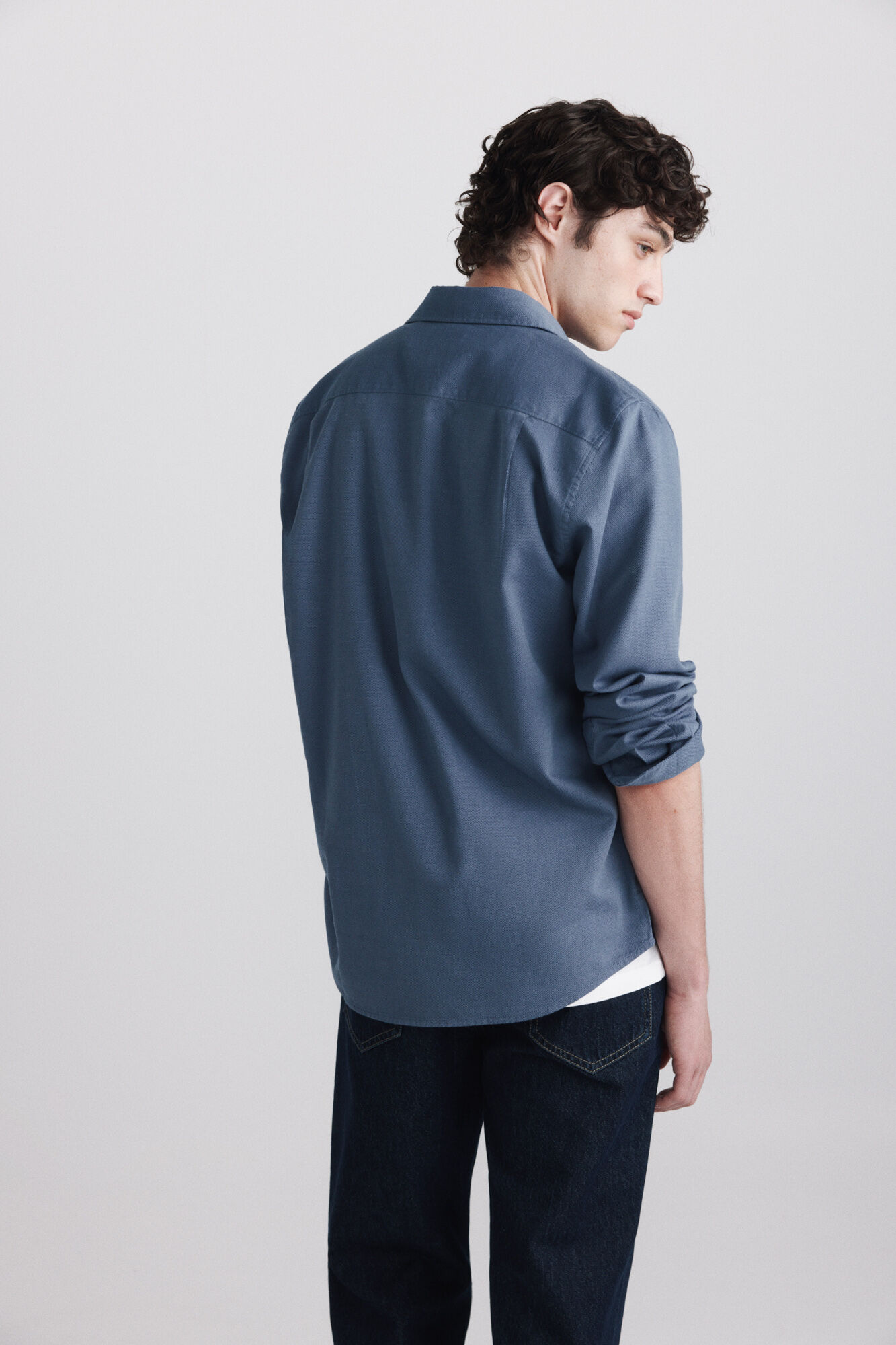 Springfield Camisa de estructura azul mezcla