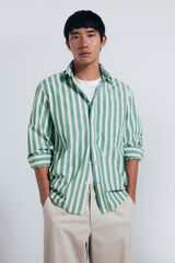 Springfield Camisa de popelín a rayas verde
