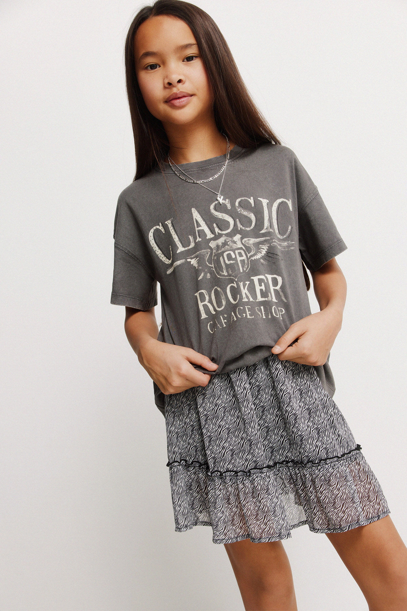 Springfield Kids Falda de cebra para ni&ntilde;a gris