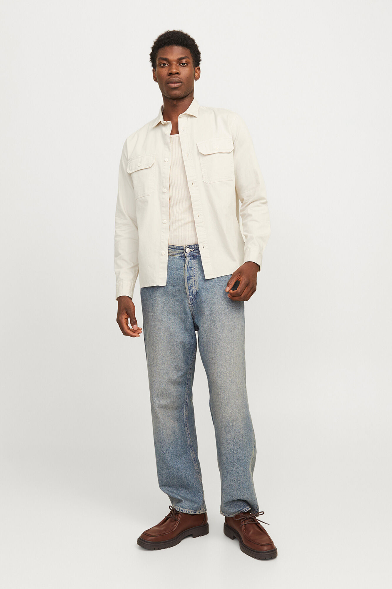 Jack & Jones Camisa de sarga regular fit gris