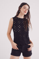 Springfield Top crochet combinado negro