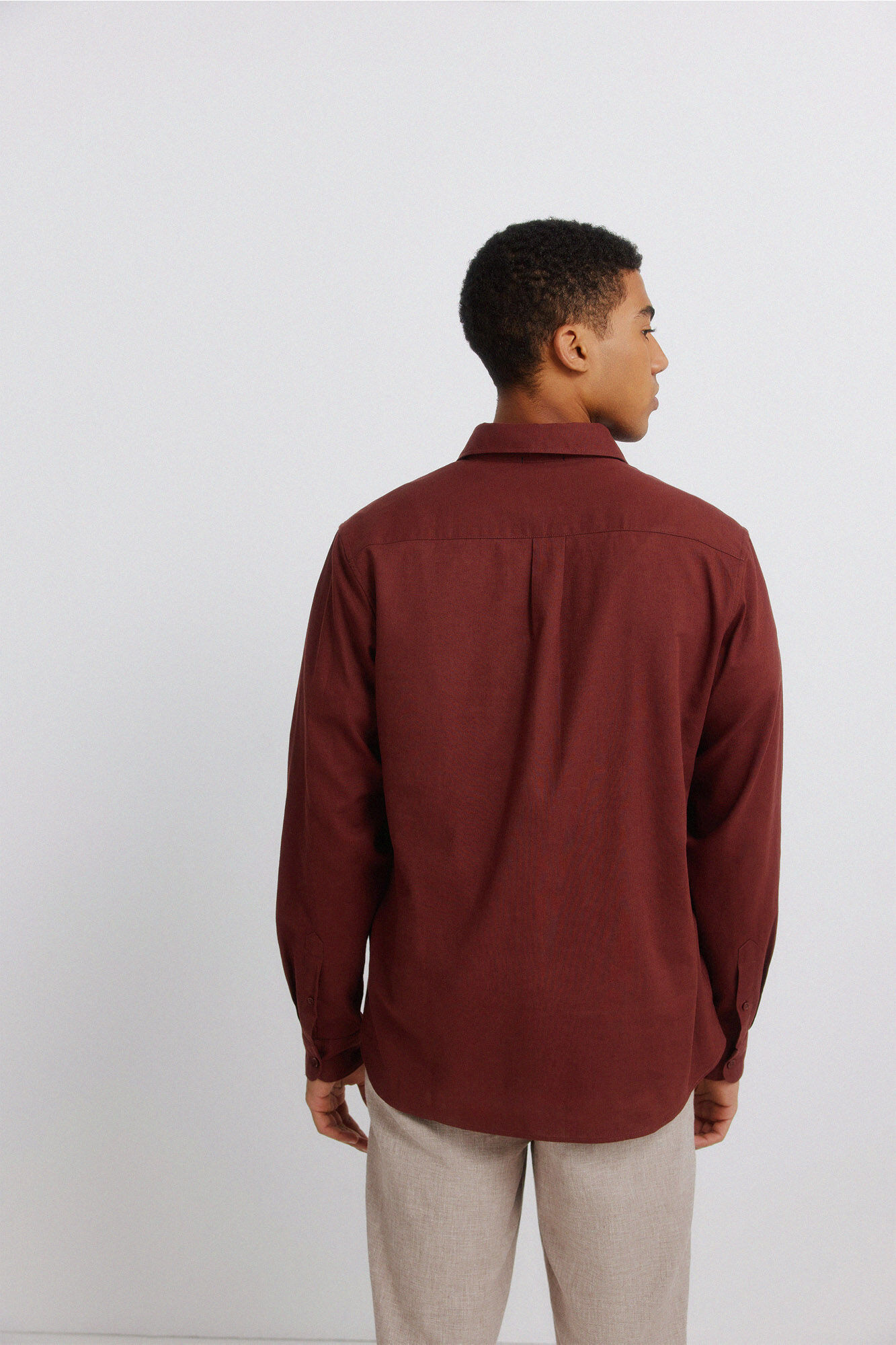 Springfield Sobrecamisa de lino con bolsillo overshirt naranja