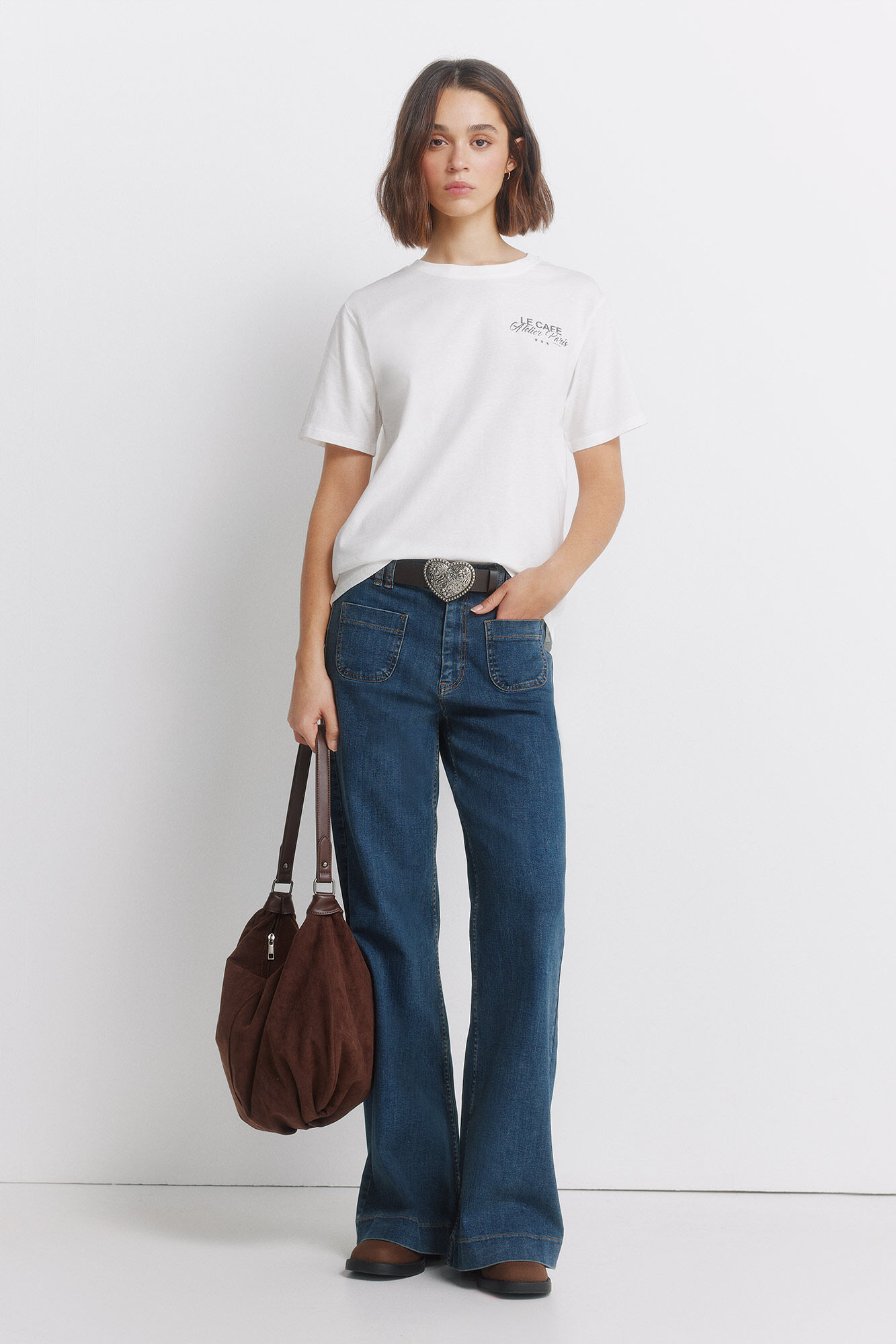 Springfield Playera manga corta "Le caf&eacute;" beige