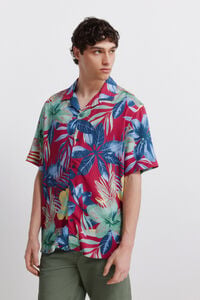 Springfield Camisa de manga corta de viscosa estampada