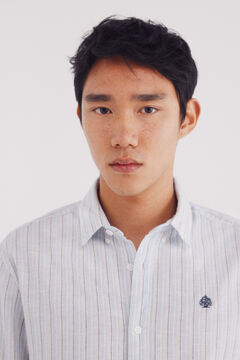 Springfield Camisa lino rayas marfil
