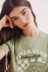 Springfield Playera "Pizza club" marfil