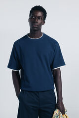Springfield Camiseta doble mini waffle azulado