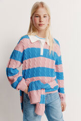 Springfield Kids Jersey polo de rayas para ni&ntilde;a rosa