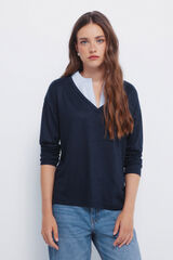 Springfield Playera de cuello combinado marino