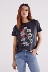 Springfield Playera gr&aacute;fica floral gris