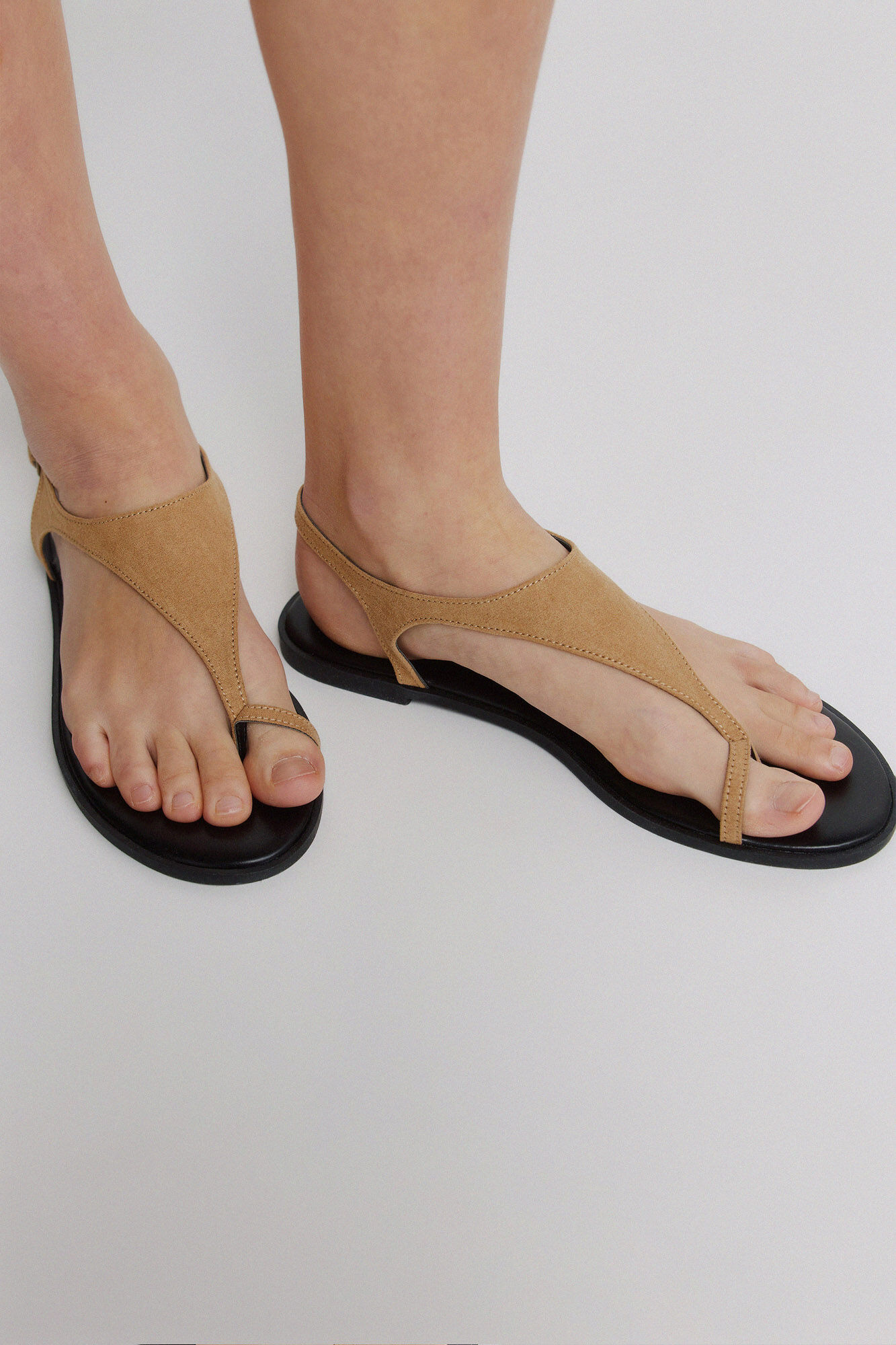Springfield Sandalia de dedo efecto ante beige