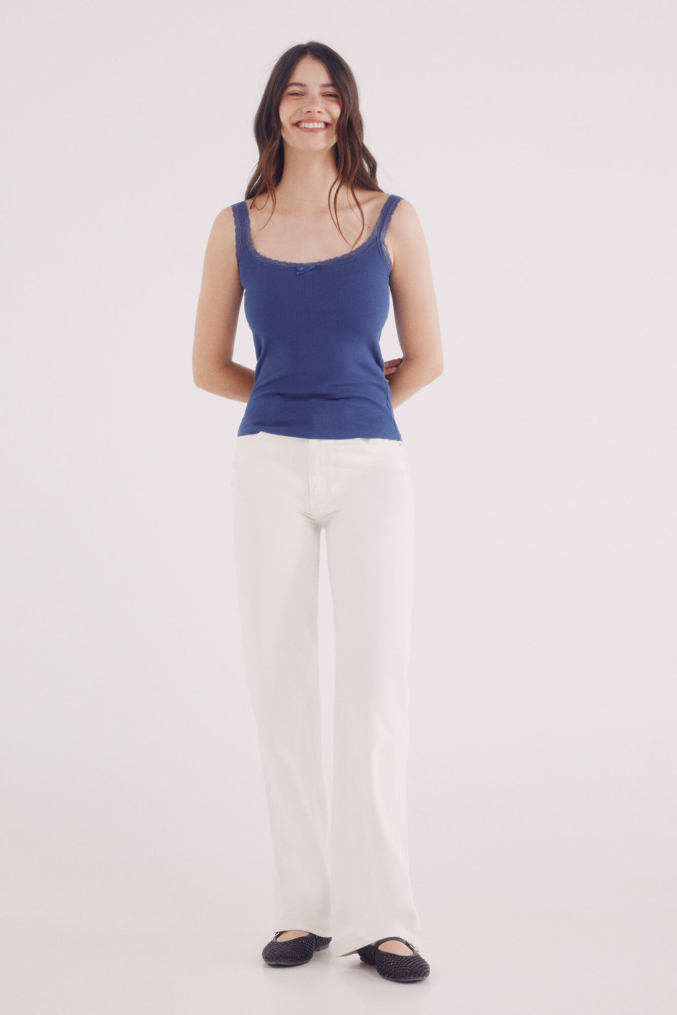 Springfield Playera tirantes puntilla escote estampado