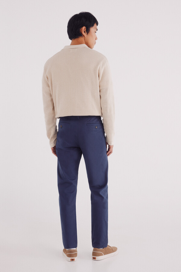 Springfield Pantalón chino microestampado slim fit azul indigo