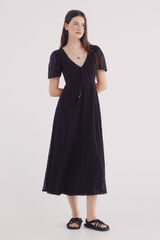 Springfield Vestido midi crochet manga capa negro