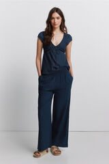 Springfield Pantal&oacute;n ancho de algod&oacute;n azul
