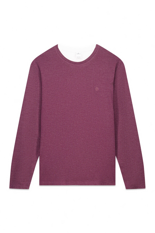 Springfield Playera de manga larga con doble mezcla púrpura
