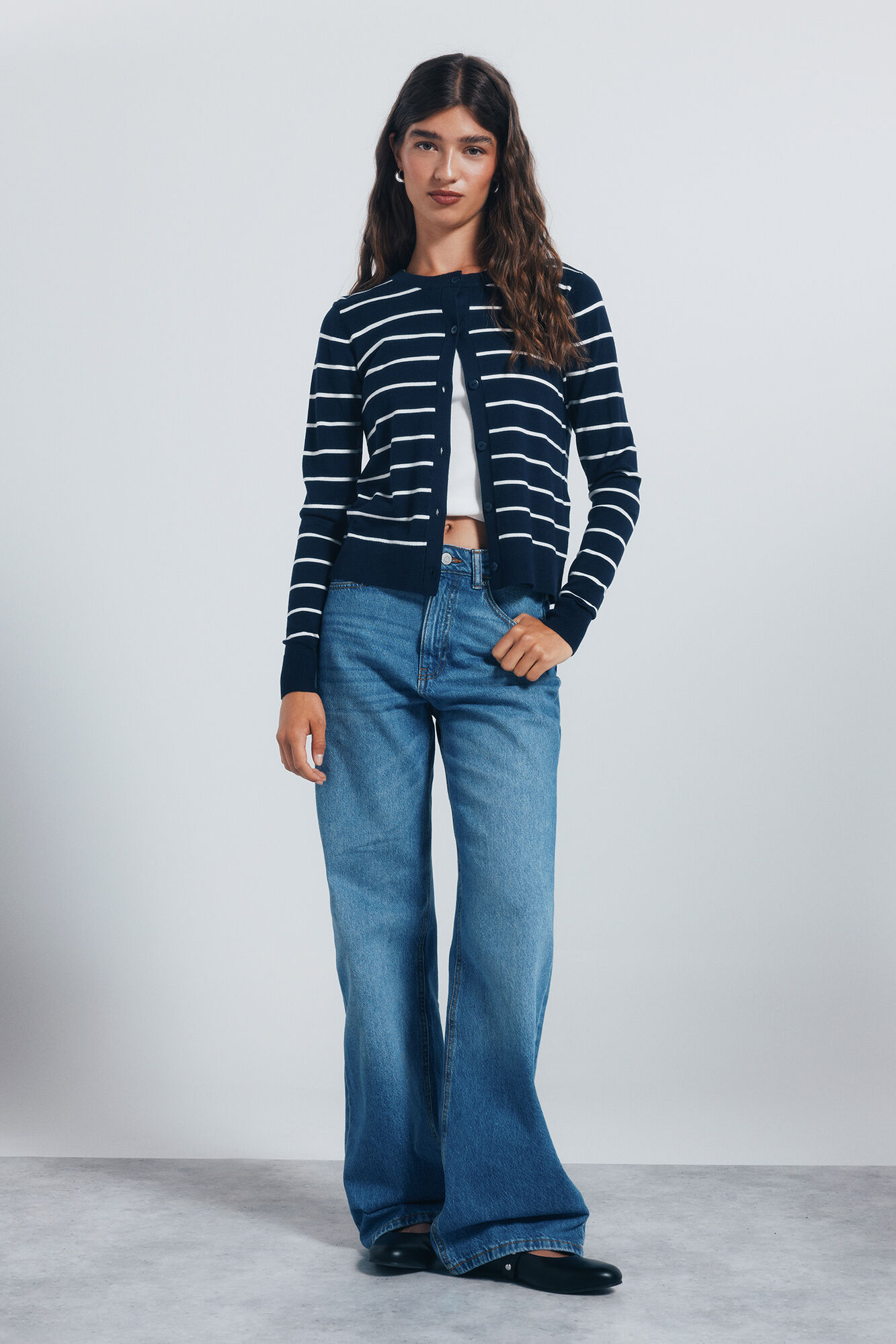 Springfield C&aacute;rdigan botones cuello redondo viscosa marino