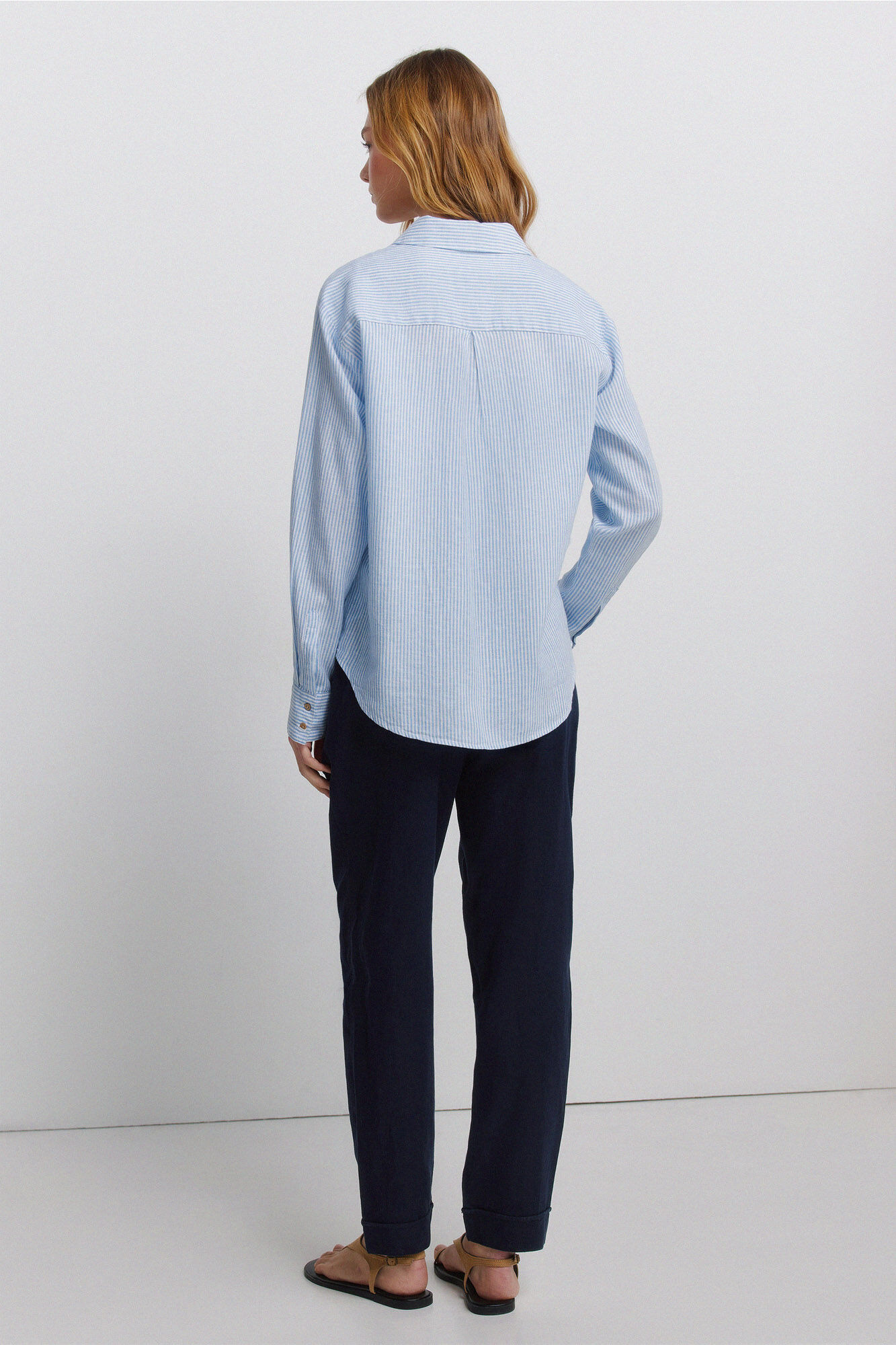 Springfield Pantalones de lino azul