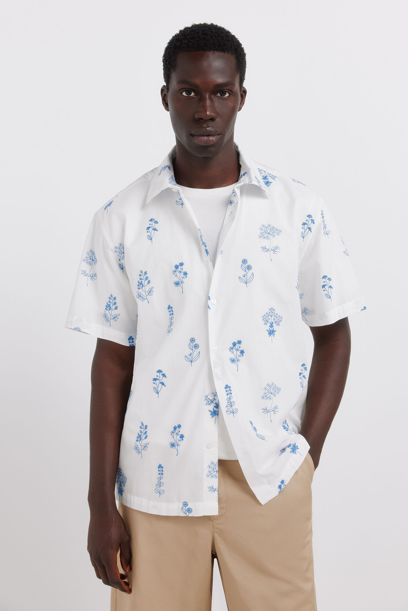 Springfield Camisa de manga corta con bordado floral