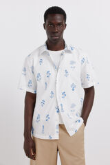 Springfield Camisa de manga corta con bordado floral natural