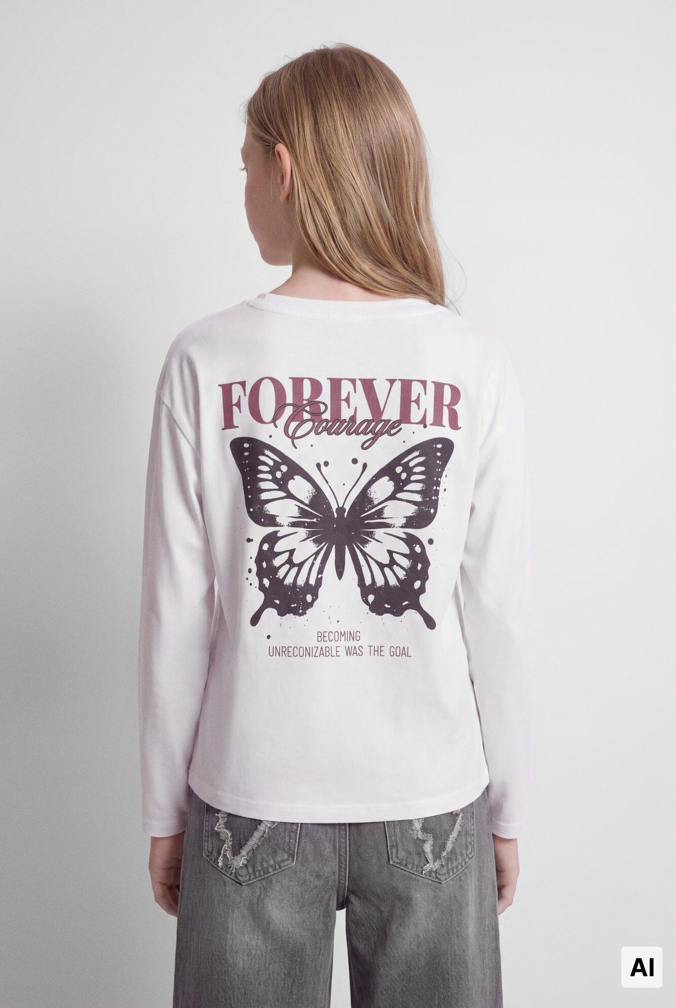 Springfield Kids Playera manga larga mariposa ni&ntilde;a marfil