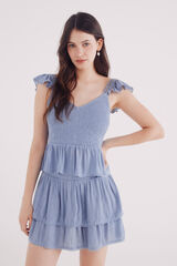 Springfield Top smock tirantes tachuelas  azul