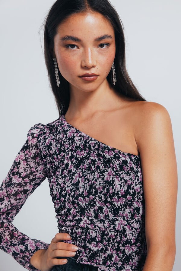 Springfield Blusa asimétrica smock negro