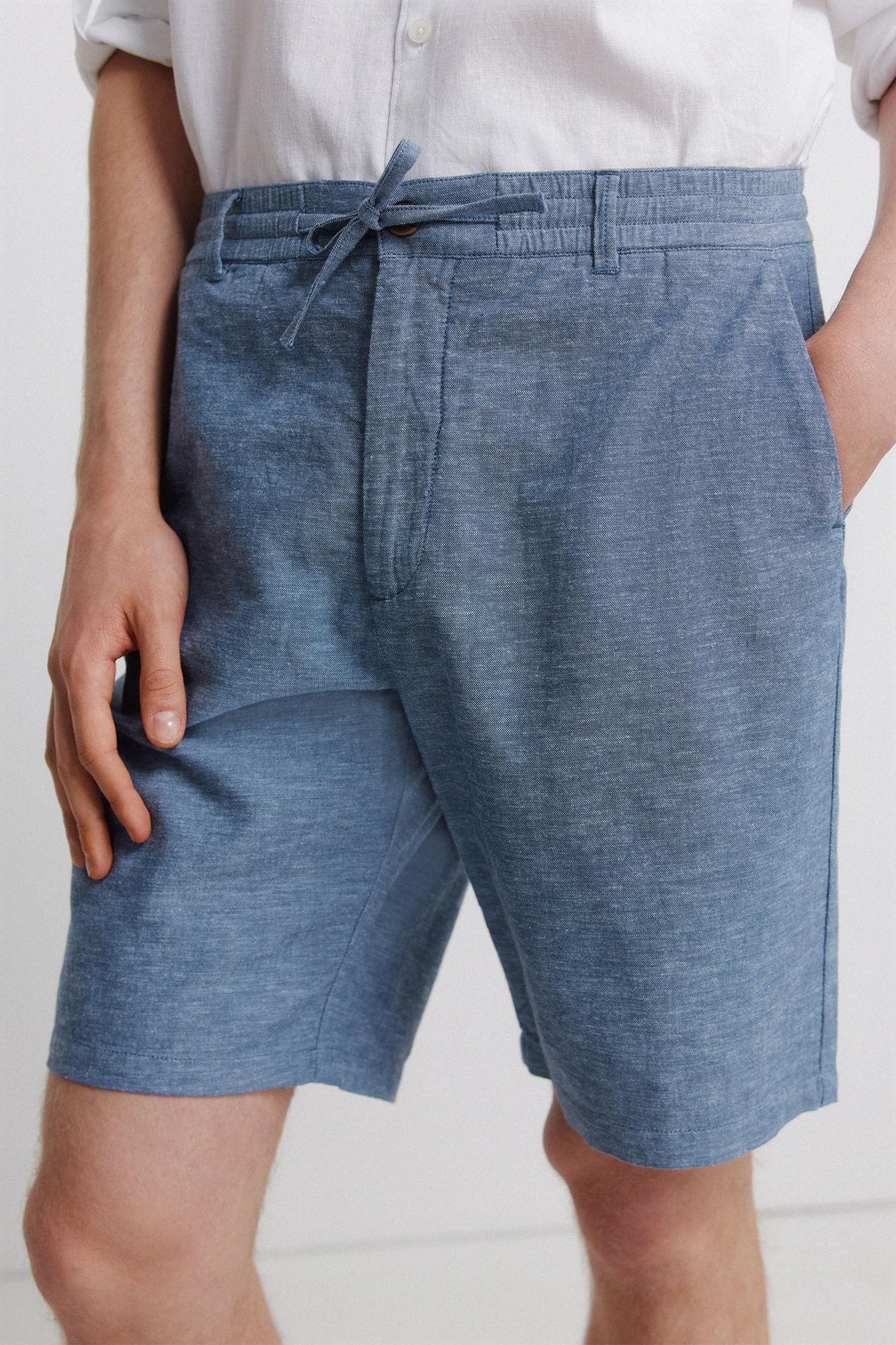 Springfield Bermudas de lino comfort slim fit azul