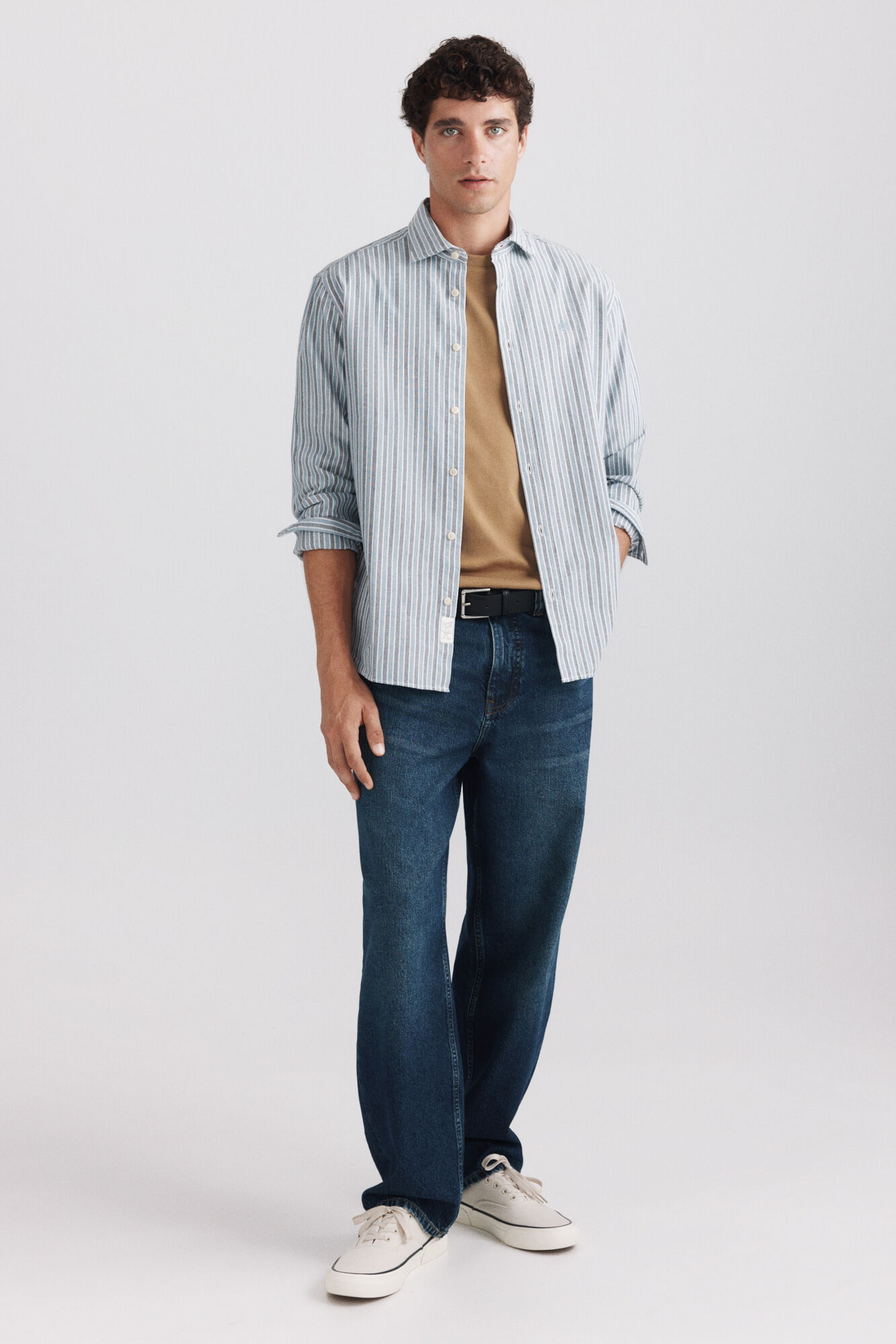 Springfield Camisa oxford de rayas azul