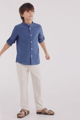 Springfield Camisa lino niño azulado