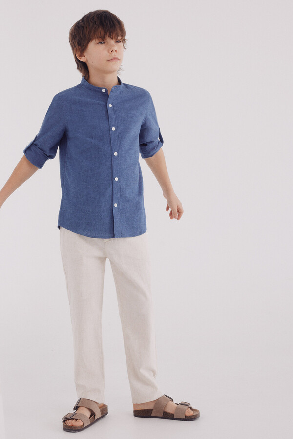 Springfield Kids Camisa lino niño azulado