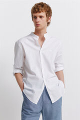 Springfield Camisa de lino cuello mao natural