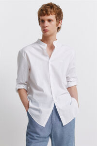 Springfield Camisa de lino cuello mao