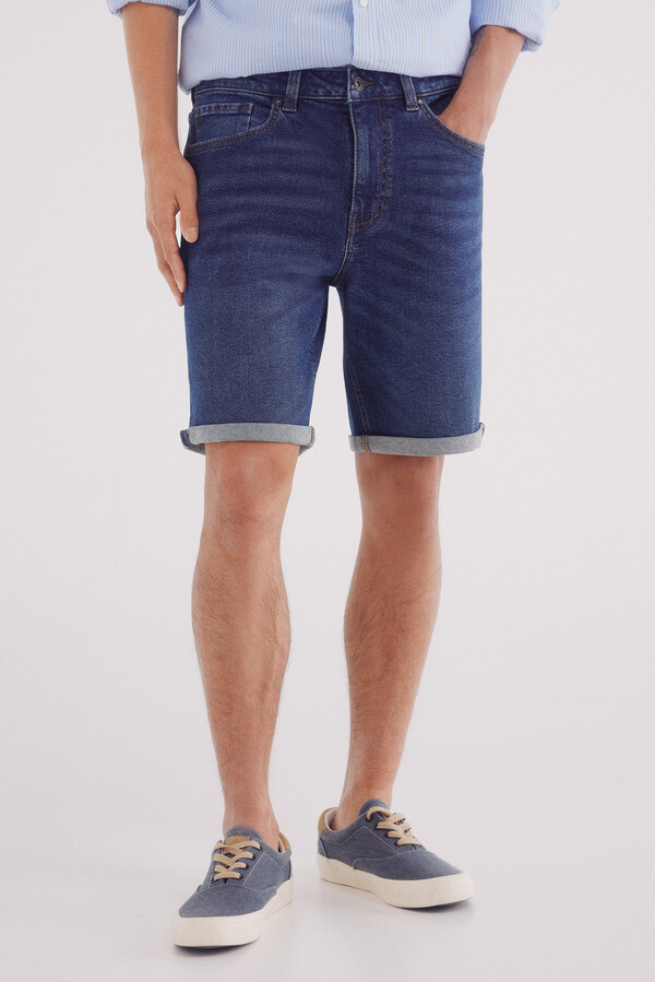 Springfield Bermuda vaquera básica lavado oscuro azul