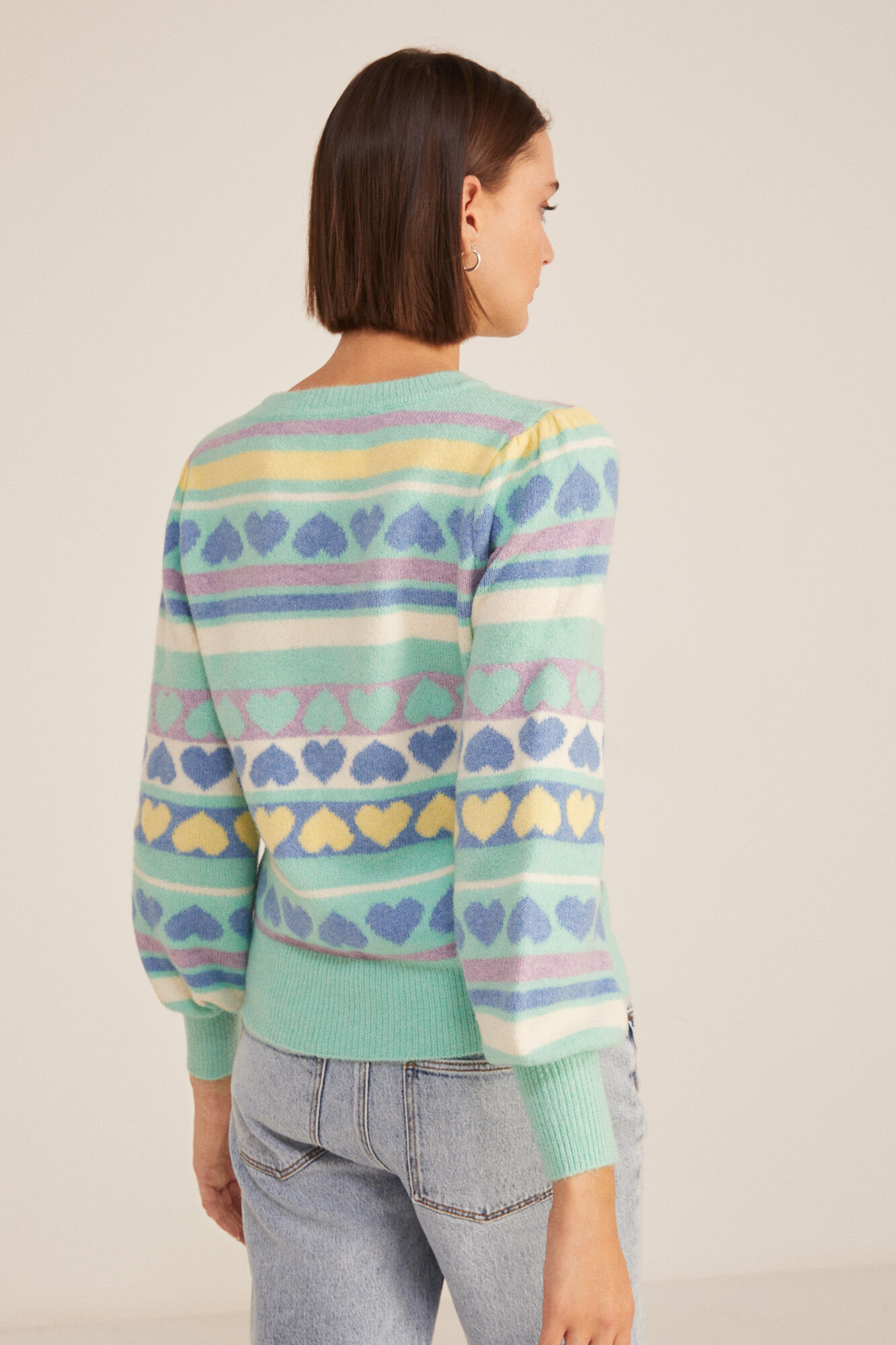 Springfield Su&eacute;ter Jacquard Corazones azul indigo