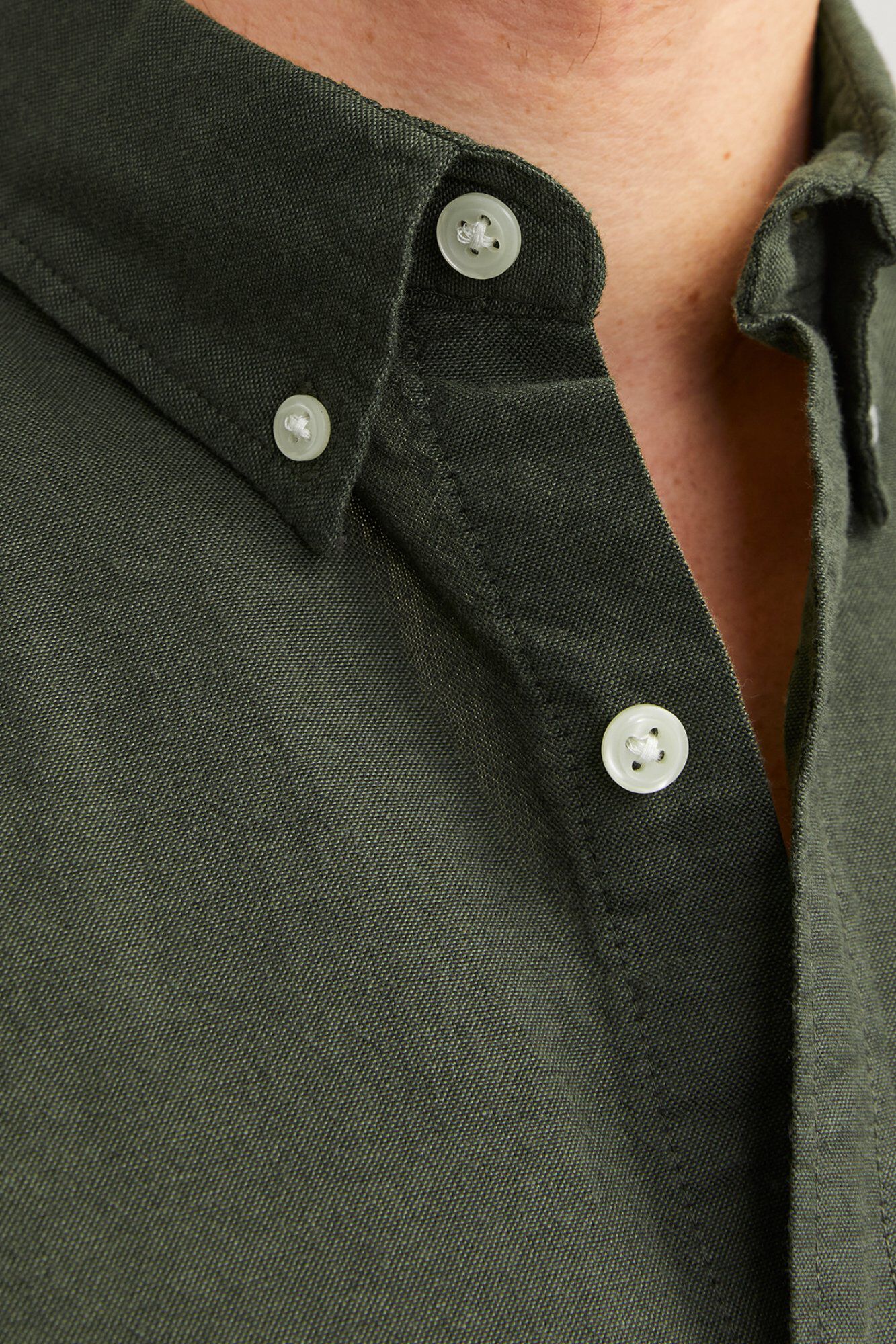 Jack & Jones Camisa oxford de algod&oacute;n verde