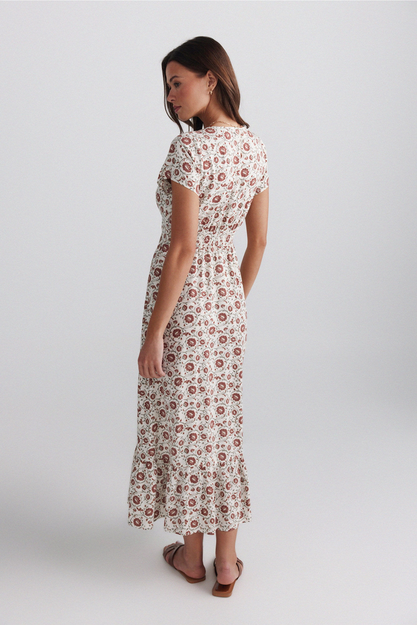 Springfield Vestido estampado de encaje marfil