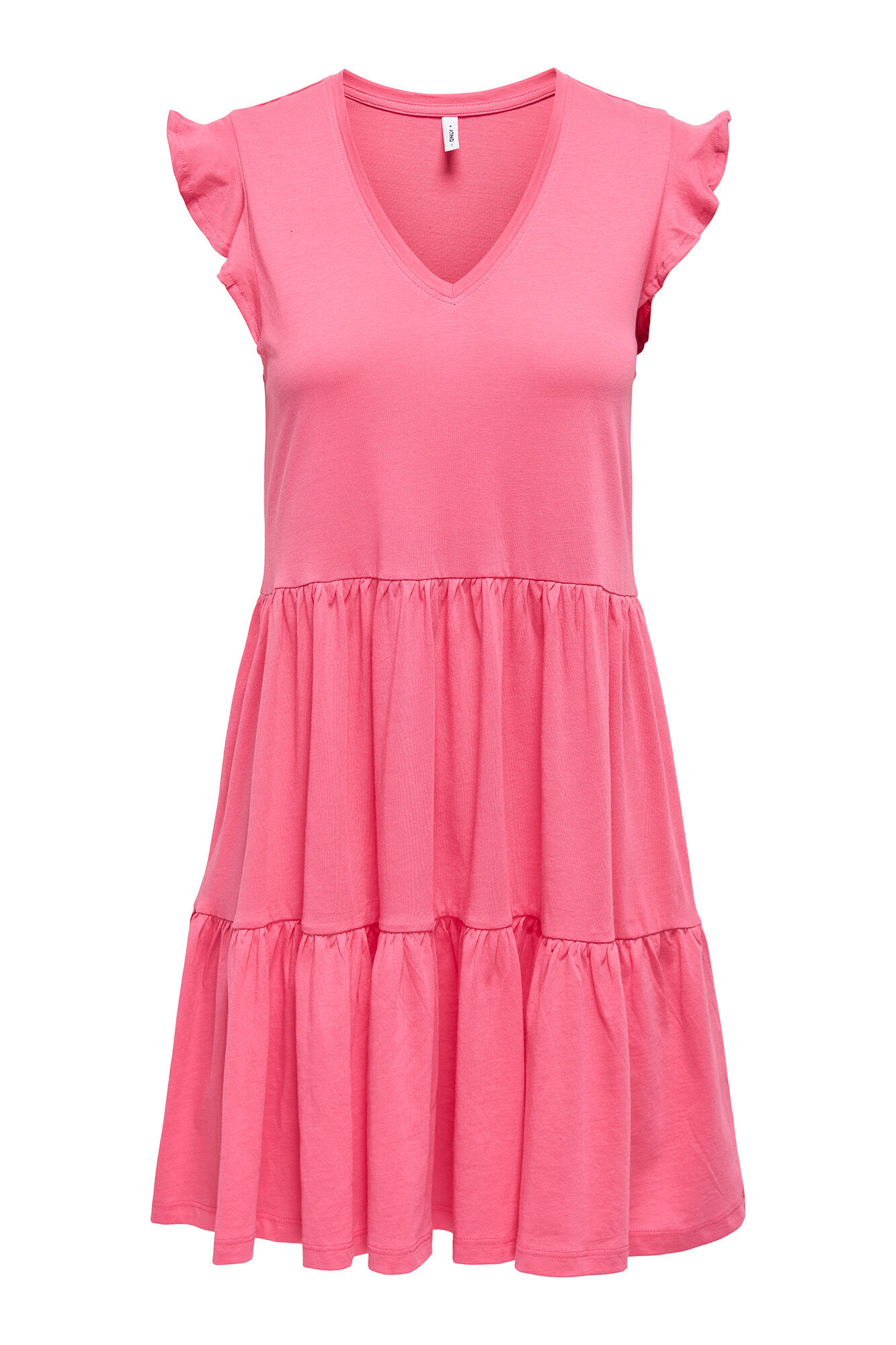 Only Vestido corto manga corta fucsia