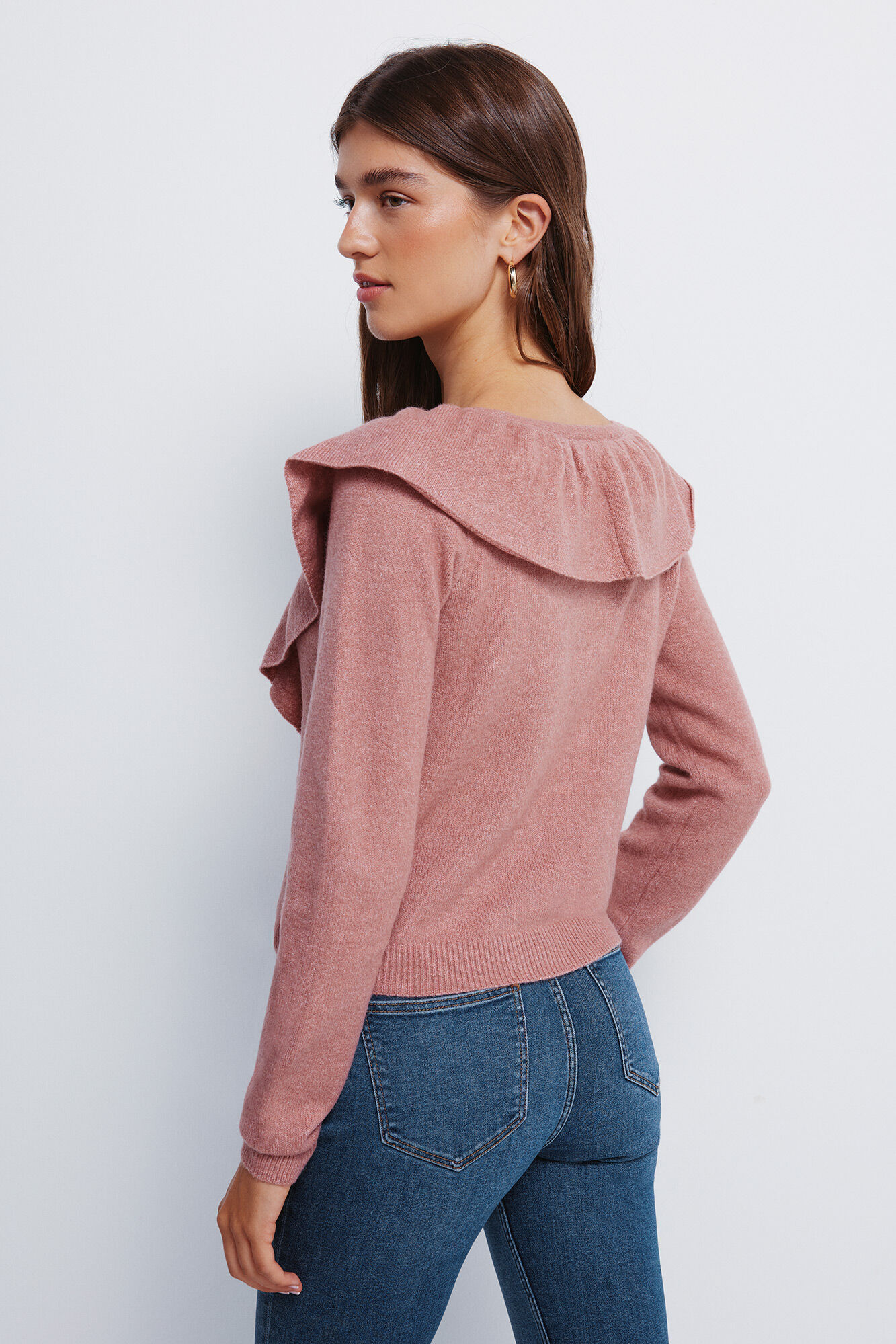 Springfield C&aacute;rdigan con volante en el escote naranja