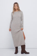 Springfield Vestido midi de tejido pointelle gris
